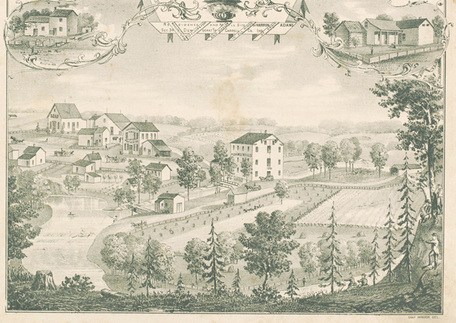 Birdseye View of Adams Mill and Bolivar 1874